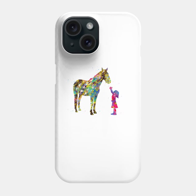 Little girl with horse Phone Case by erzebeth