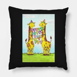 Giraffe Happy Birthday to You Pillow