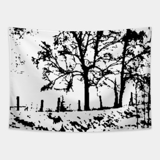 Black and White Winter Tree Design Tapestry