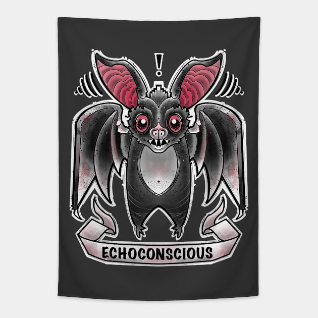 echo location wordplay, with a creepy cute bat feeling a bit echoconscious Tapestry by weilertsen