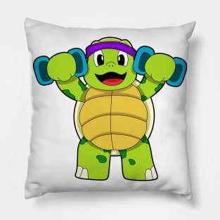 Turtle at Strength training with Dumbbells Pillow