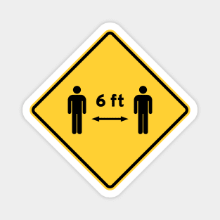 Coronavirus 6 ft yellow road warning sign Magnet