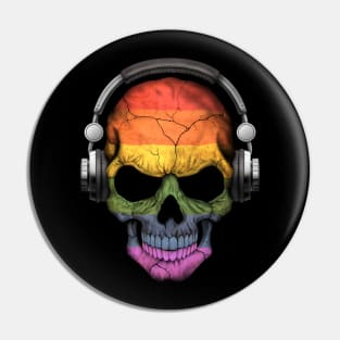 Dj Skull with Gay Pride Rainbow Flag Pin