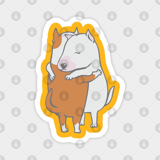 Bull Terrier Hugs Magnet by huebucket