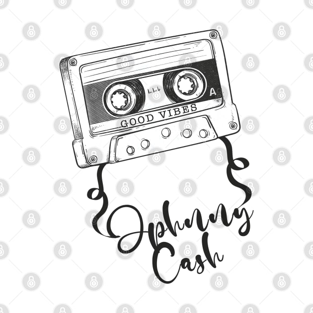 Good Vibes Johnny Cash // Retro Ribbon Cassette by Stroke Line