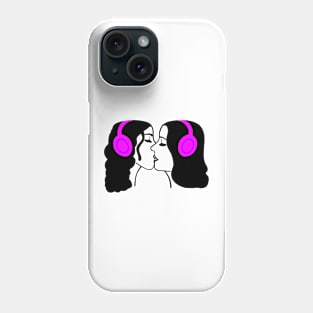 Women Kissing Wearing Headphones Phone Case