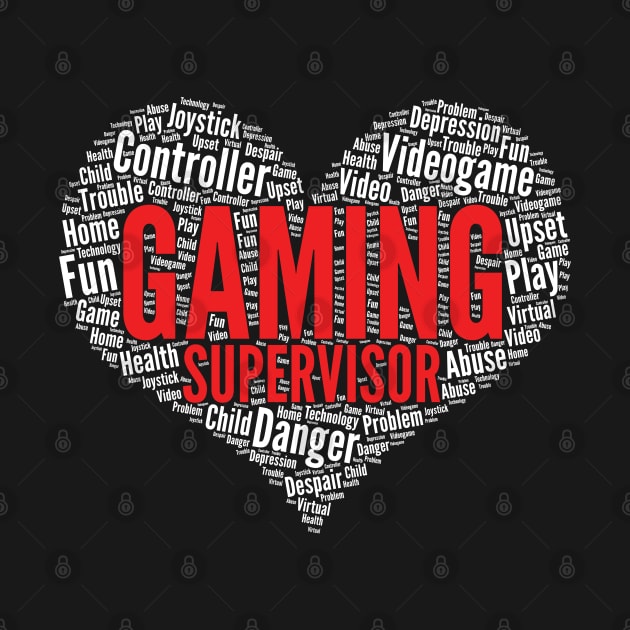 Gaming Supervisor Heart Shape Word Cloud Design design by theodoros20