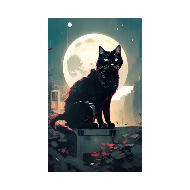 Black yule Cat at night 9 by PsychicLove