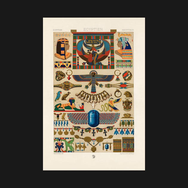 Egyptian motif book plate from L'ornement Polychrome (1888) by Albert Racinet by WillowNox7