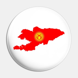 Map of Kyrgyzstan with new flag Pin