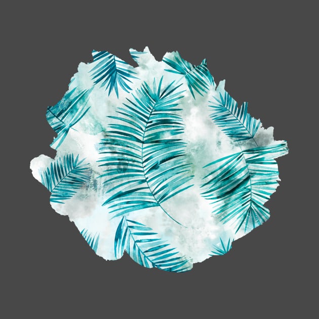 Watery palms Aqua blue by ninoladesign