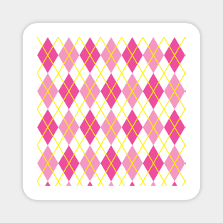 Argyle Pink Magenta Gold Yellow White Dusty Punk Rock Retro Magnet