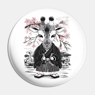 Despondent Giraffe Japanese Art Print Pin