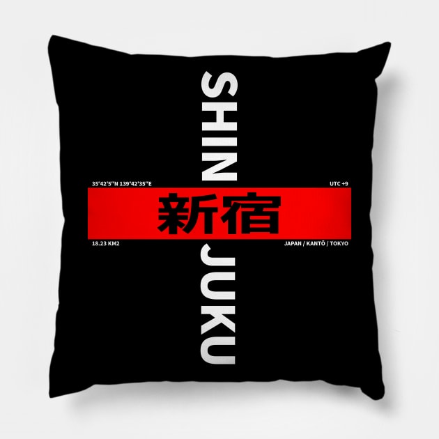 Shinjuku Prefecture, Japan, With Real Data Pillow by bestcoolshirts