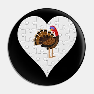 Jigsaw  Turkey Heart Design - Farm Animals Turkey Pin