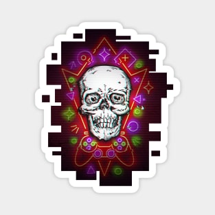 Gamer Skull with Neon Cyberpunk Design Magnet