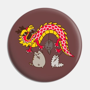 Year Of The Dragon - Cute Cats Celebrations Pin