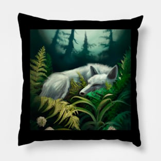 White wolf among the ferns Pillow