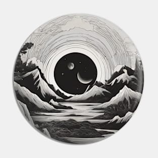 black and white painting of mountains artist Pin