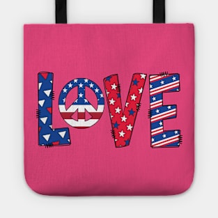 Peace and Love 4th of July cliparts  illustration Tote