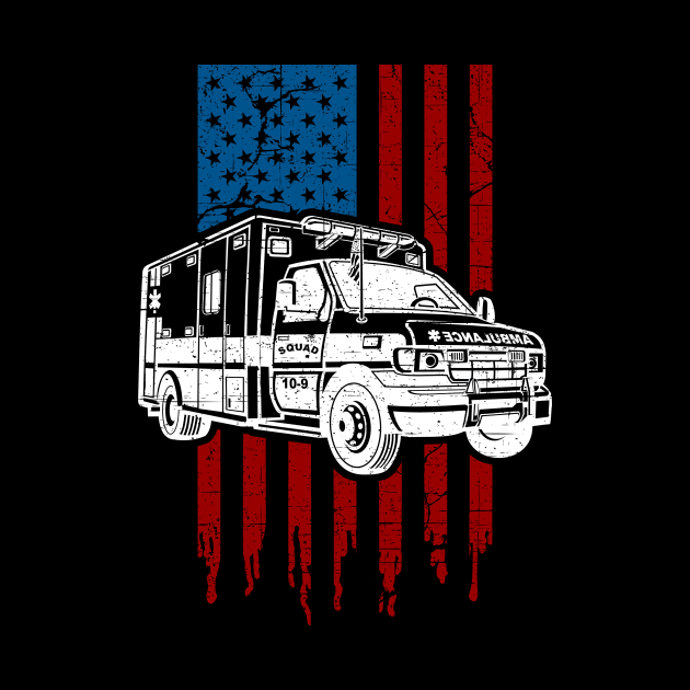 Ambulance EMT EMS Medical American Flag by RadStar