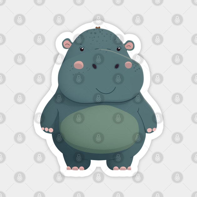 Cute Baby Hippo Magnet by Bondoboxy