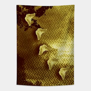 gold butterflies and abstract landscape Tapestry
