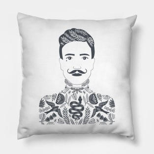 Tattoo Man dark grey Pillow