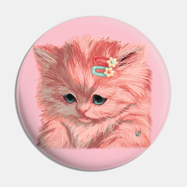 Sad Kitten Pin by Acute Peach Art