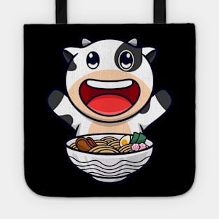 cow eating ramen noodles Tote