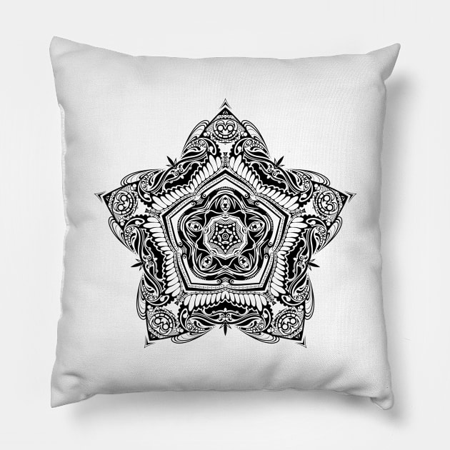 Star line art in black and white colours 2 Pillow by Montanescu