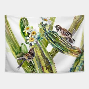 Saguaro Cactus and Wren Tapestry