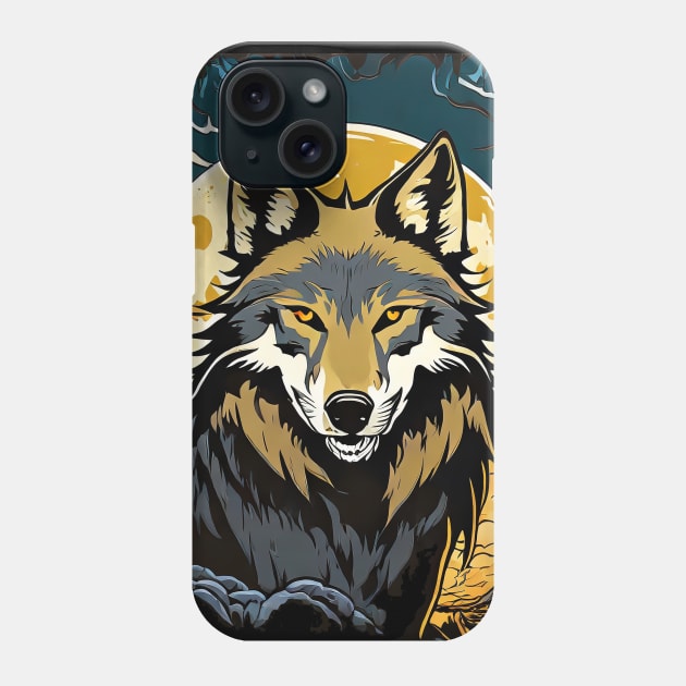 Full Moon Night with a Howling Wolf Vector Phone Case by diegotorres