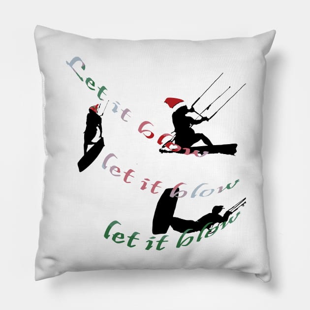 Kitesurf Christmas Holiday Vacation Vector Pillow by taiche