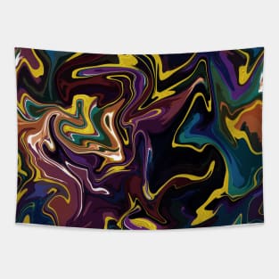 Jewel Tones with Gold Silk Marble - Orange, Teal, Blue, Green, Purple, Red Liquid Paint Patternaint Pattern Tapestry