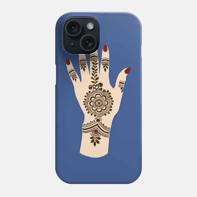 Brown Henna Tattoo - Brown Mehendi - Henna Hand Phone Case by Tilila