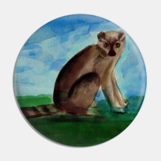 Ring-tailed Lemur Watercolor Painting Pin