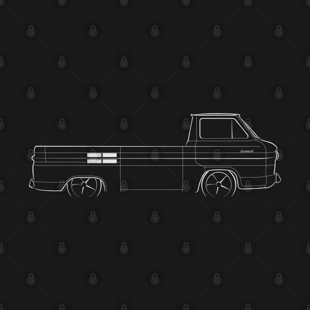 front/profile - 1964 Chevy Corvair Rampside pickup - stencil, white by mal_photography