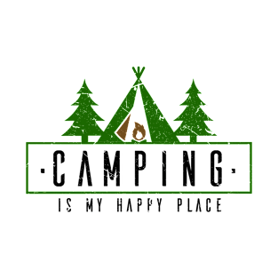 Vintage Camping Is My Happy Place Camper T-Shirt