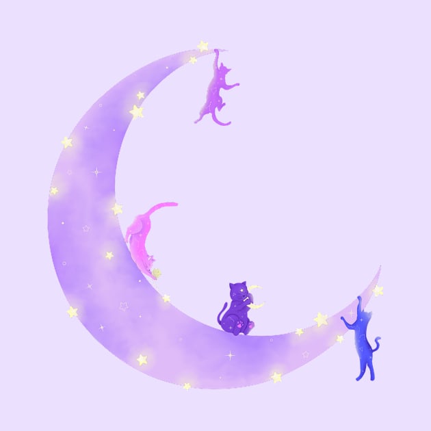 Cats on the Moon by Adaillustrations