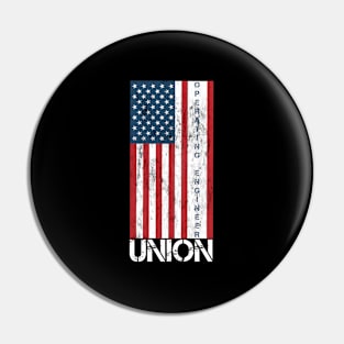 Patriotic American Flag Union Operating Engineer Pin