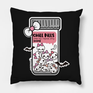 chill pills cute skull cartoon Pillow