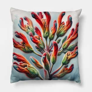 Vibrant Kangaroo Paw Decor - Watercolor Flower Pillow