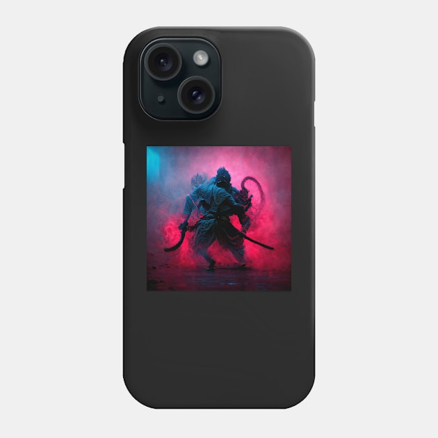 Samurai Neon Fight Phone Case by DarkAgeArt