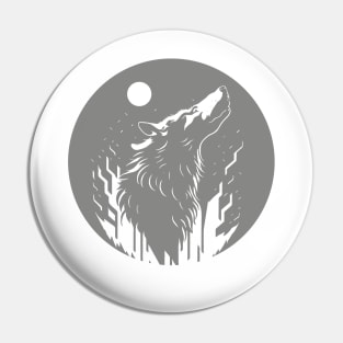 Howling Wolf Design Print Pin