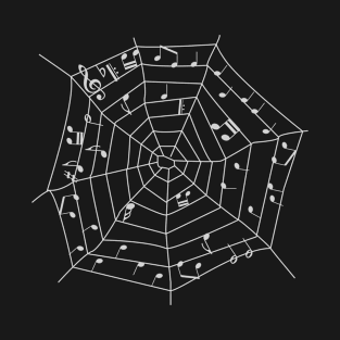 Spider Web Music Notes Cute Creepy Halloween Spiderweb for Musicians T-Shirt