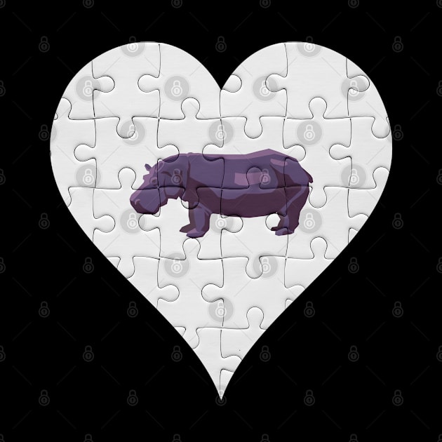 Jigsaw  Hippo Heart Design - Wild Animal Hippo by giftideas