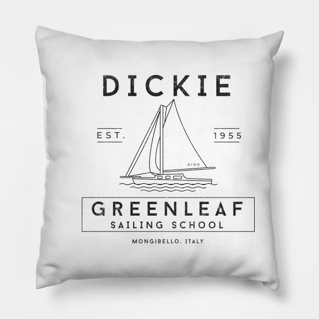 Dickie Greenleaf Sailing School Est. 1955 - modern vintage logo Pillow by BodinStreet