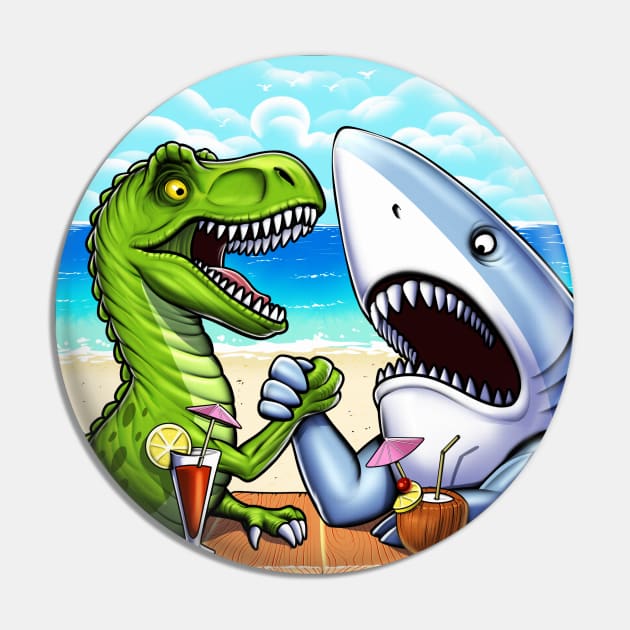 T-Rex Dinosaur Shark Arm Wrestling Pin by underheaven