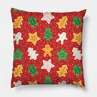 Gingerbread Cookies Red Pillow